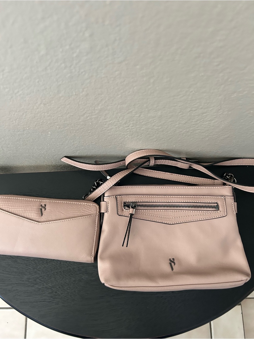 Blush Pink Crossbody Bag with Matching Wallet